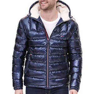 NWOT Tommy Hilfiger Blue Pearlized Performance Puffer Jacket Size Small Men's